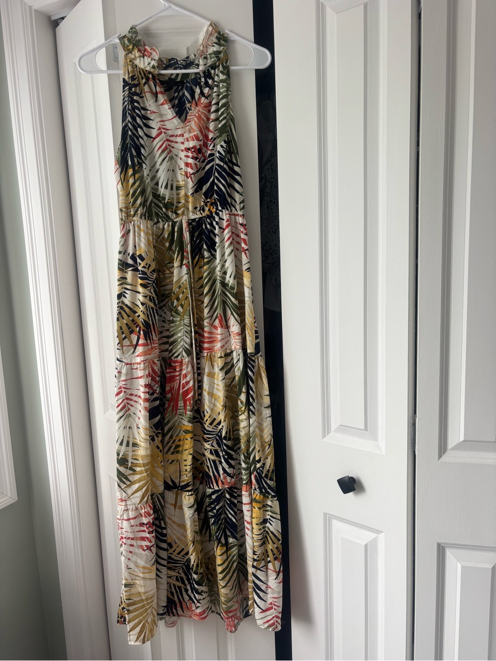 Tropical Print Halter Maxi Dress in Multi